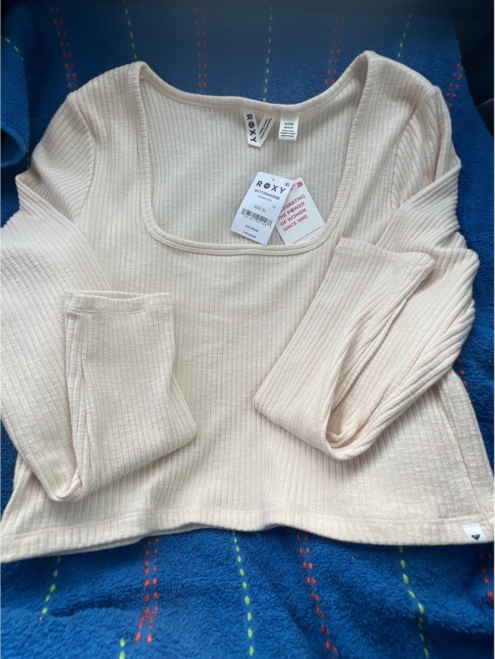 Roxy Feelin Cozy Ribbed Long Sleeve Sweater XL Cream